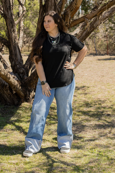 High Rise Cuffed Trouser Jeans