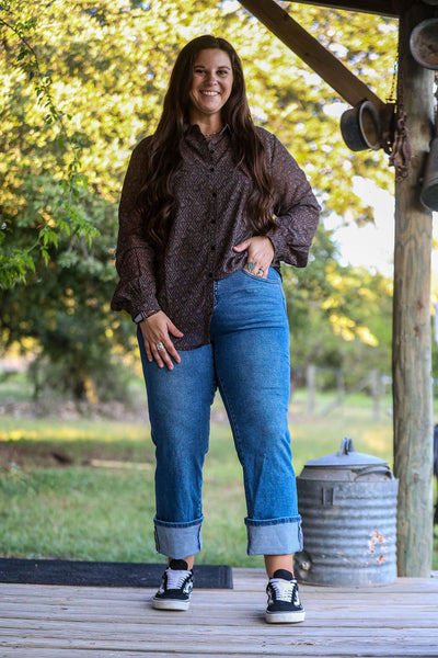 Dark Wash Mid Rise Cropped Cuffed Boyfriend Jeans