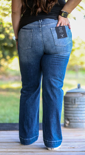 Dark Wash High Rise Western Trouser Jean