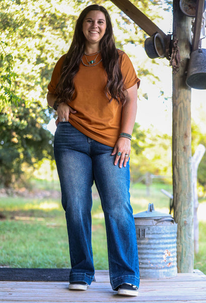 Dark Wash High Rise Western Trouser Jean