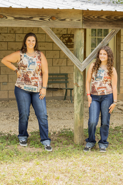 Western Printed Sleeveless Tank Top