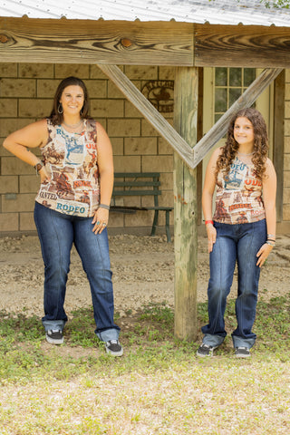 Western Printed Sleeveless Tank Top