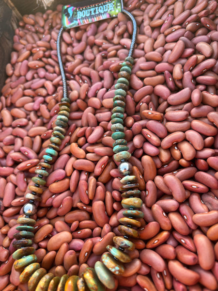 Graduated Turquoise with Sterling Silver Pearls