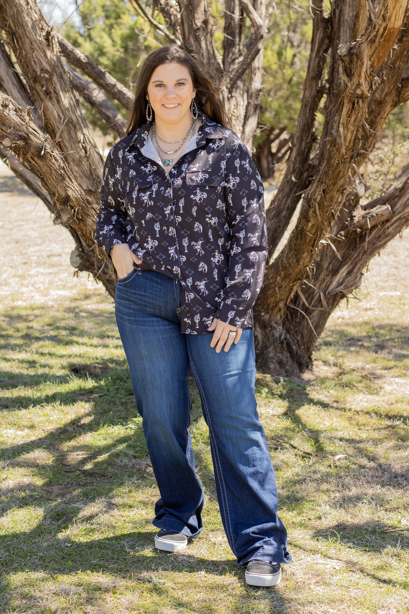 Black Bronc Cowboy Button Up