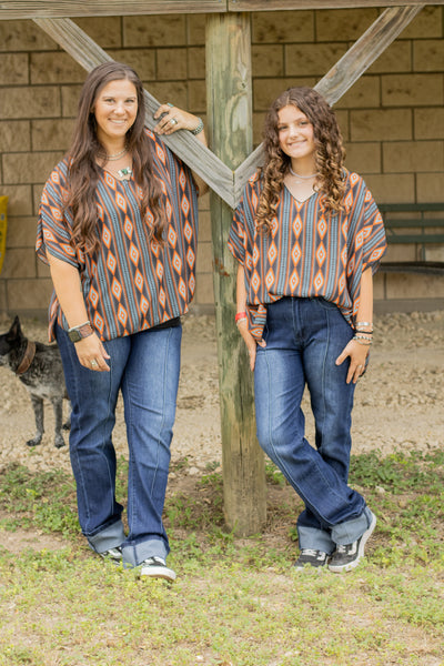 Aztec Printed Chiffon Top