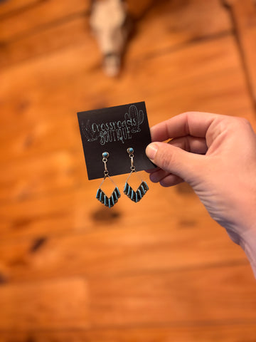 Navajo Made Zuni Stud Dangle Earrings