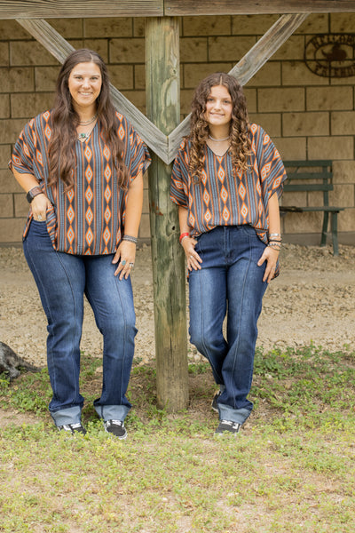 Aztec Printed Chiffon Top