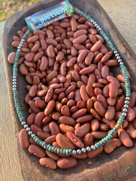 Sterling Silver Pearls & Turquoise Necklace