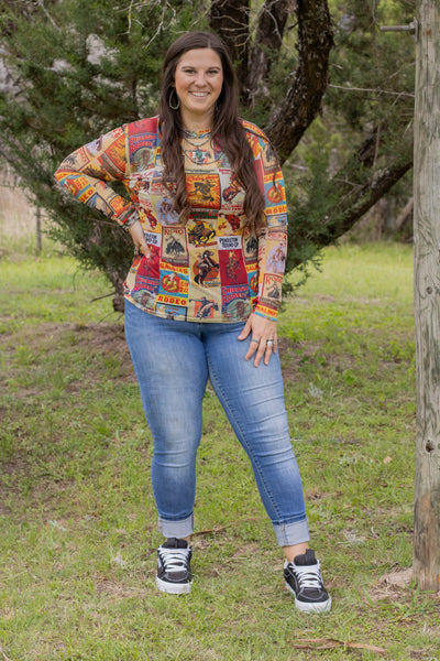 Kicking Rodeo Collage Mesh Top
