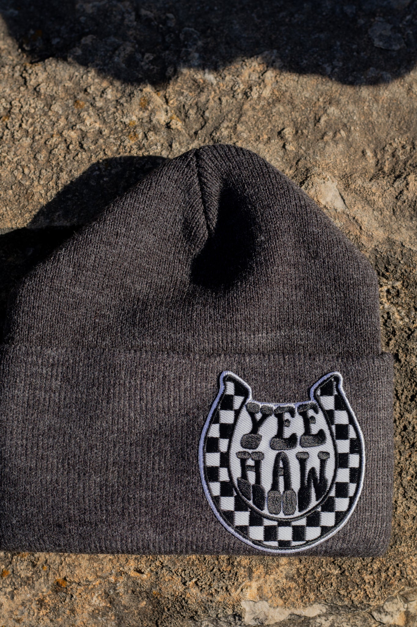 Charcoal Yeehaw Horseshoe Beanie