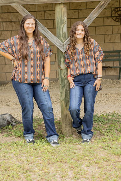 Aztec Printed Chiffon Top
