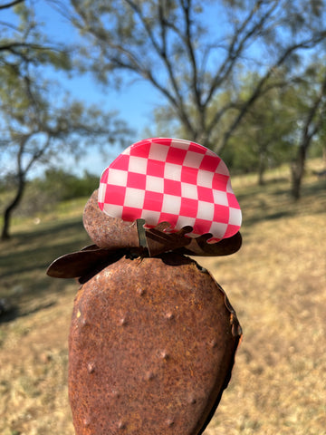 Pink Checkered Claw Clip