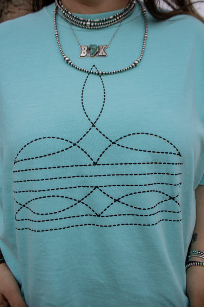 Turquoise Boot Stich Tee