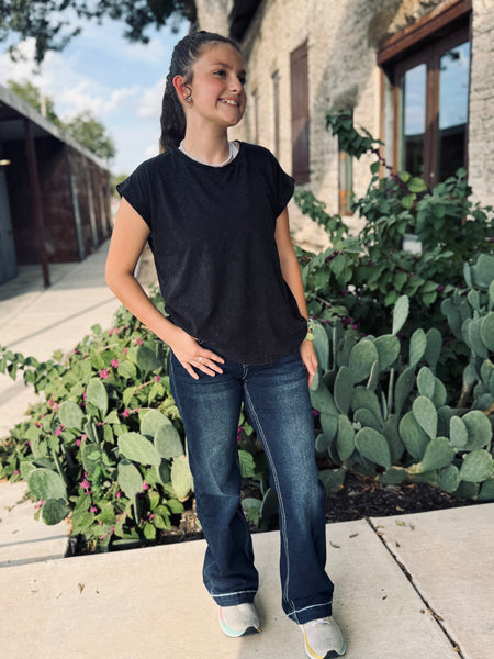 Dark Wash Longhorn Stitching Embroidery