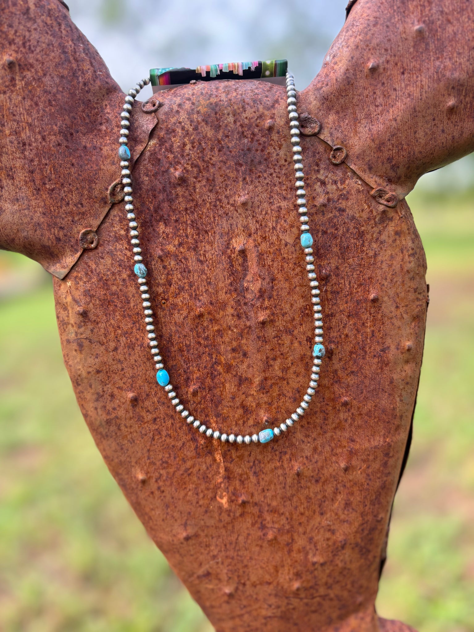 4MM Navajo with Chunky Turquoise Necklace