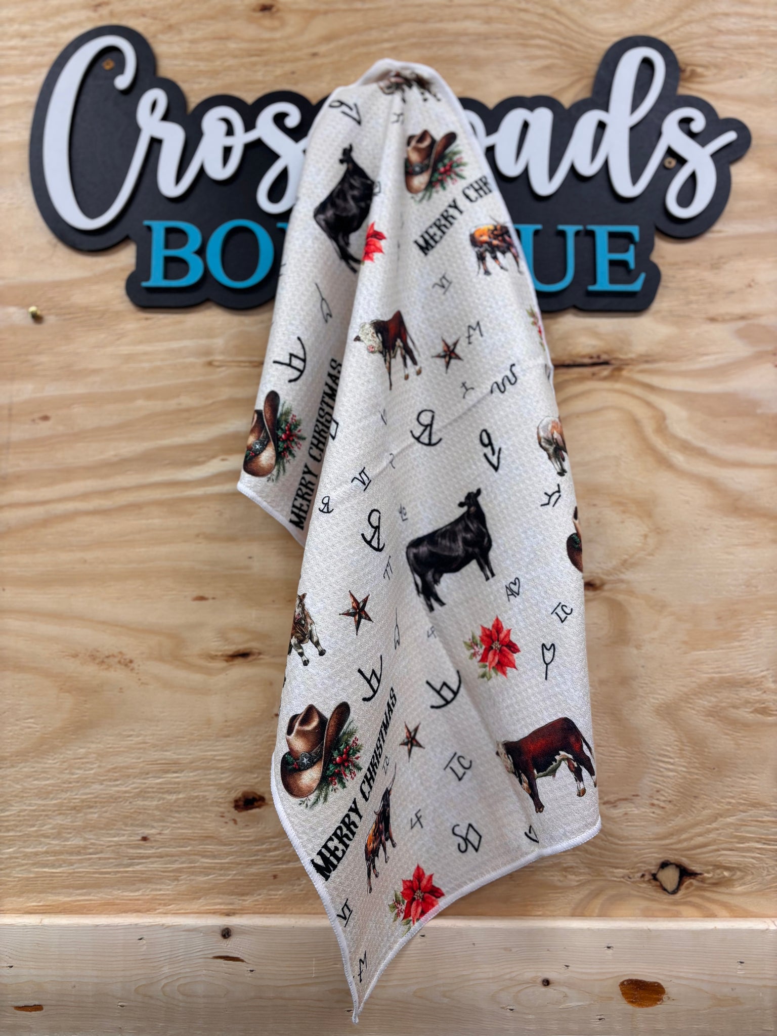 Merry Christmas Cowboy Kitchen/Bathroom Towel