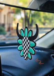 Checkered Skull Car Air Freshner