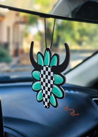 Checkered Skull Car Air Freshner