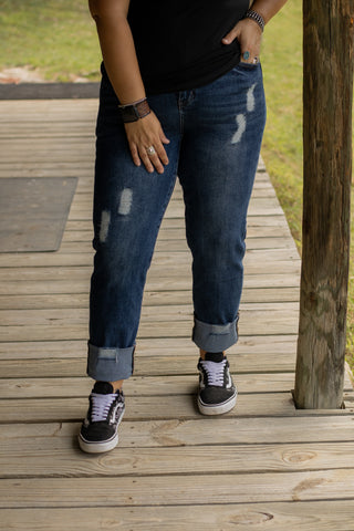 Dark Wash High Rise Boyfriend Jeans
