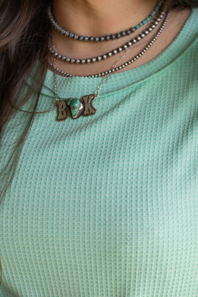 Teal Waffle Tank