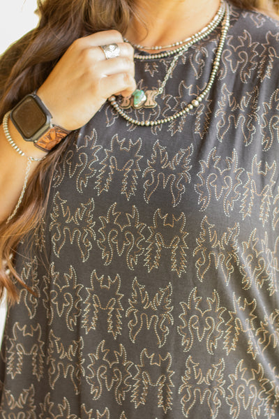 Midnight Mesa Mom Cuff Top