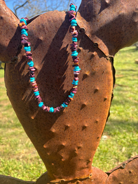 Purple Spiny Oyster Turquoise Necklace