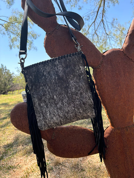 Black Brindle Fringed Crossbody