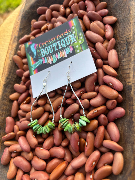 Liquid Silver & Green Chip Earrings