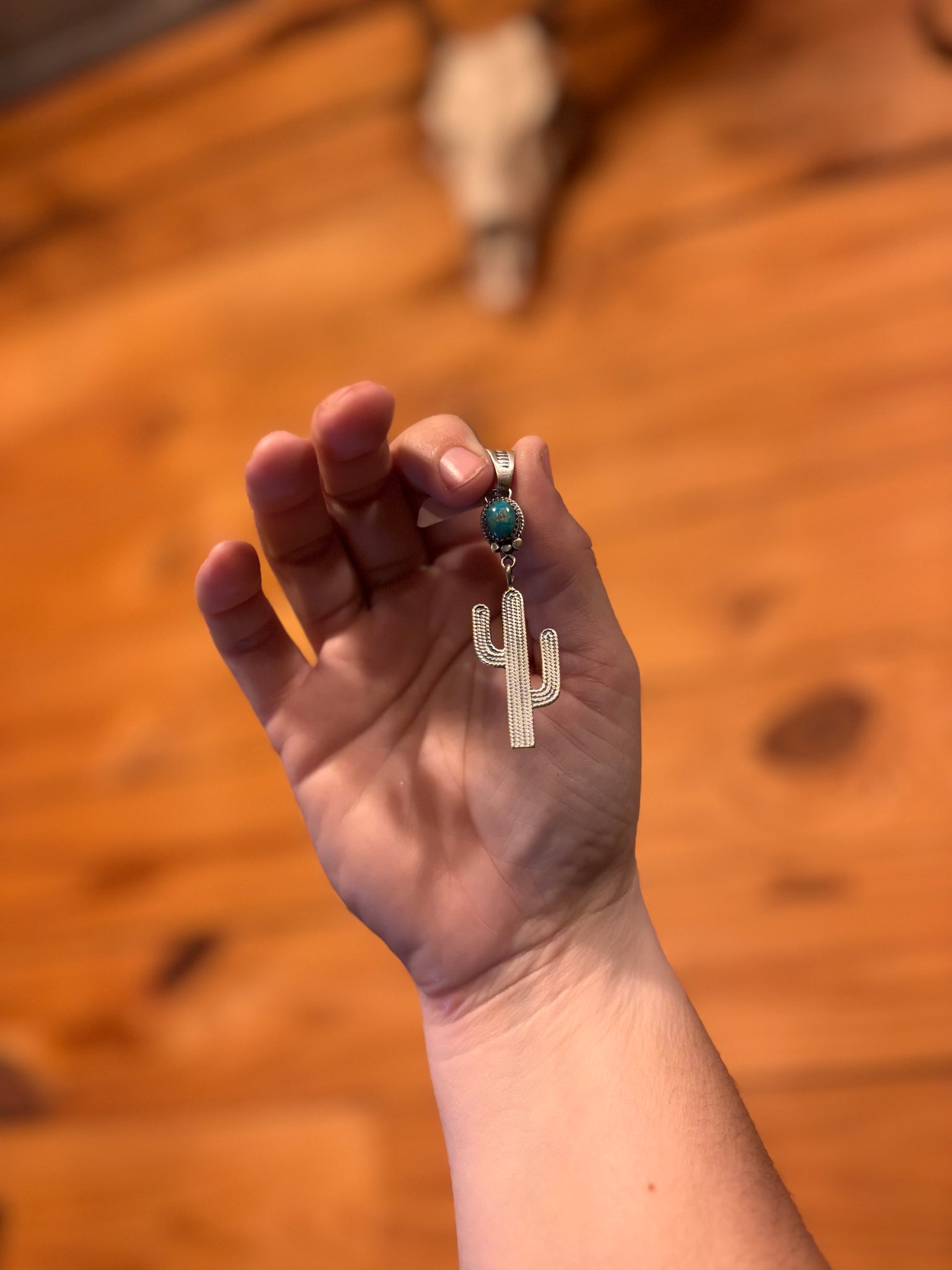 Navajo Cactus Kingman Pendant