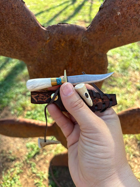 Bone/Turquoise Straight Blade Knife