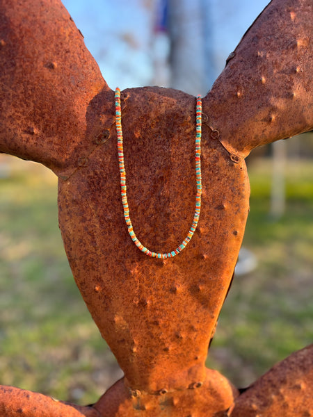 Spiney Turquoise Heishi Necklace