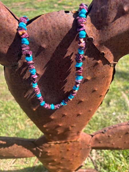 Purple Spiny Oyster Turquoise Necklace