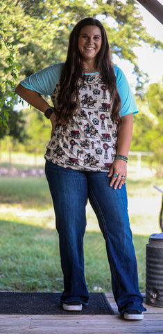 Western Cowboy Printed Top