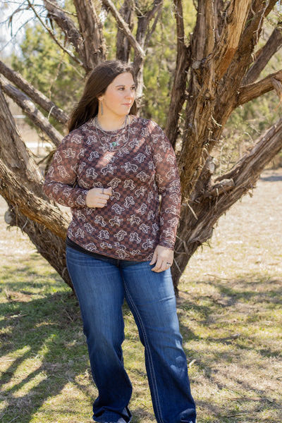Checkered Bronc Mesh Top