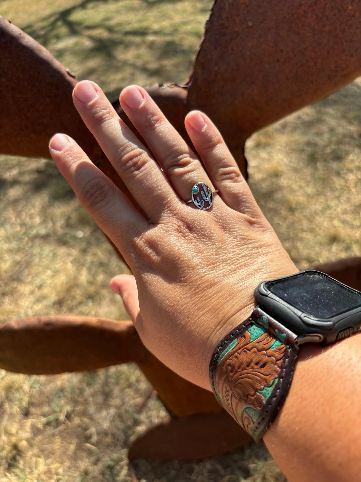 Saguaro Cactus & Turquoise Stone