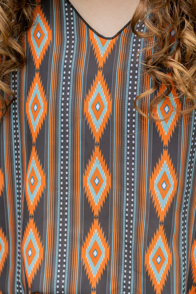 Aztec Printed Chiffon Top