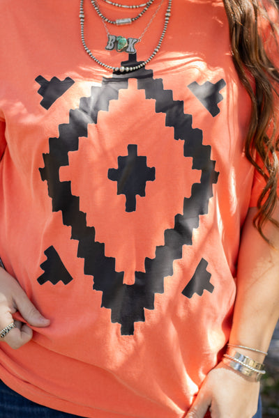 Coral Aztec Tee