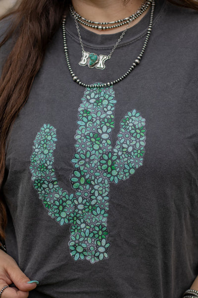 Turquoise Conch Cactus Tee