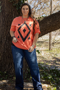 Coral Aztec Tee