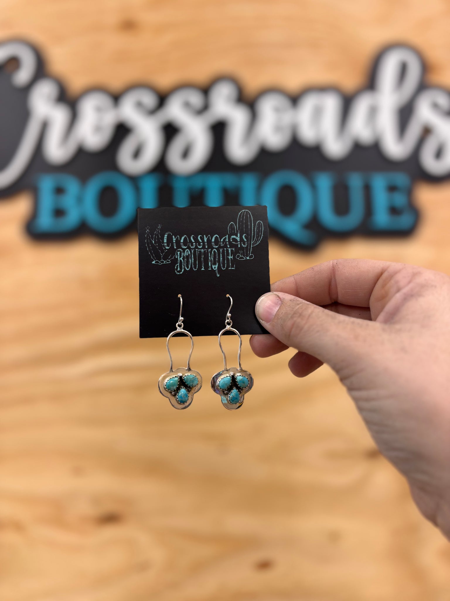 Kingman Dangle Triple Stone Earrings