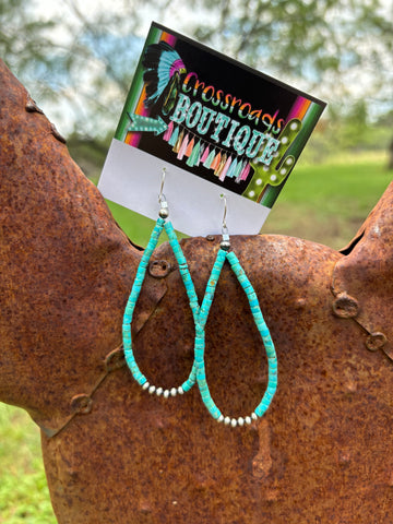 Long Turquoise Hoop