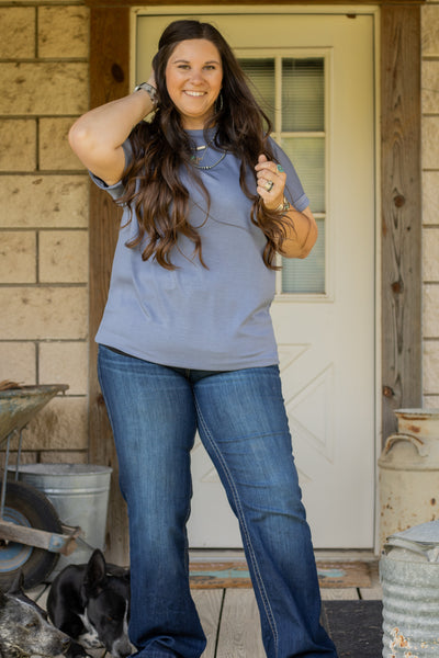 Cloud Basic Mom Cuff-Denim