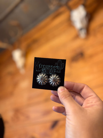 Large Sterling Silver Concho Earring