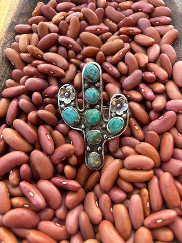 Tibet Genuine Turquoise Cactus Ring