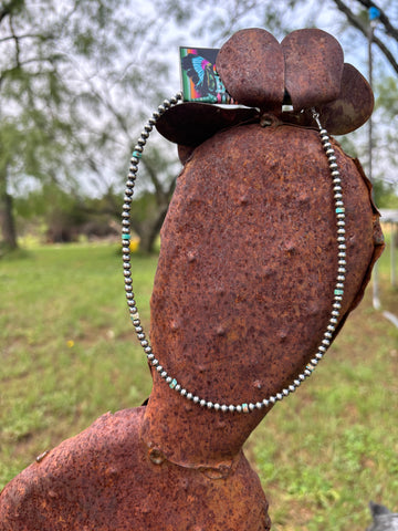 4MM Navajo and Turquoise Chocker