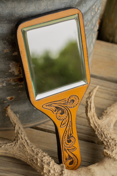 Tooled Leather Mirror