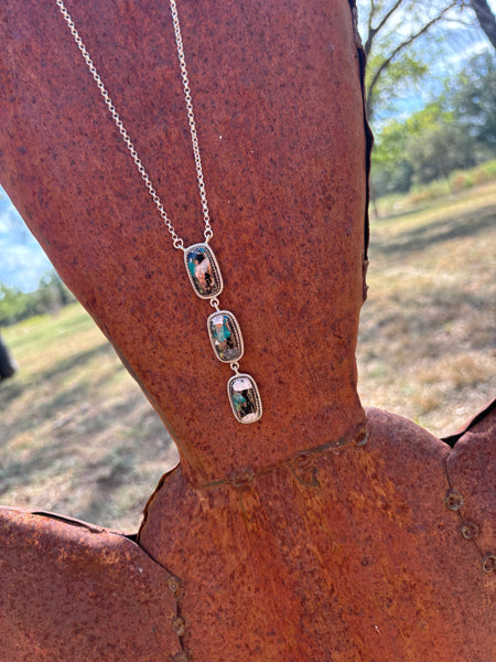 White Buffalo & Turquoise Lariat Necklace