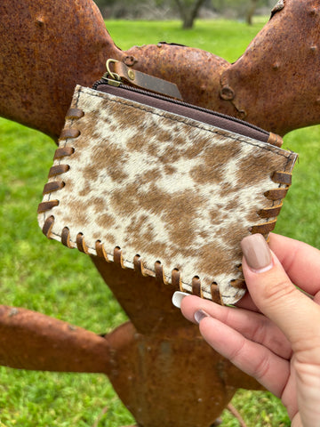 Brown Brindle Zipper Pouch W-Buckstiching