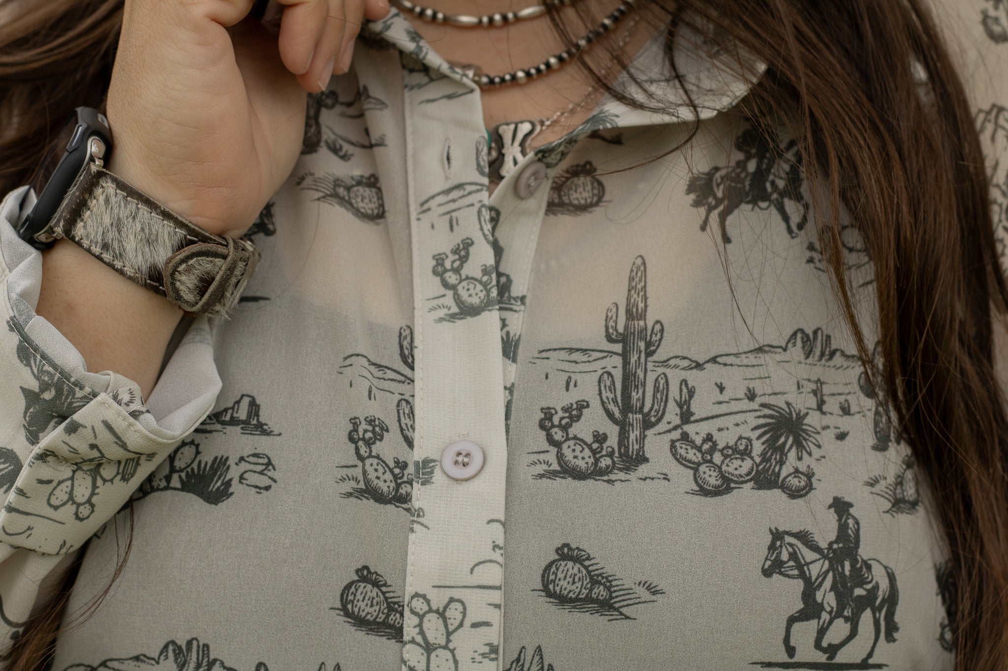 Sheer Desert Scene Button Up