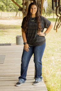 Midnight Mesa Mom Cuff Top